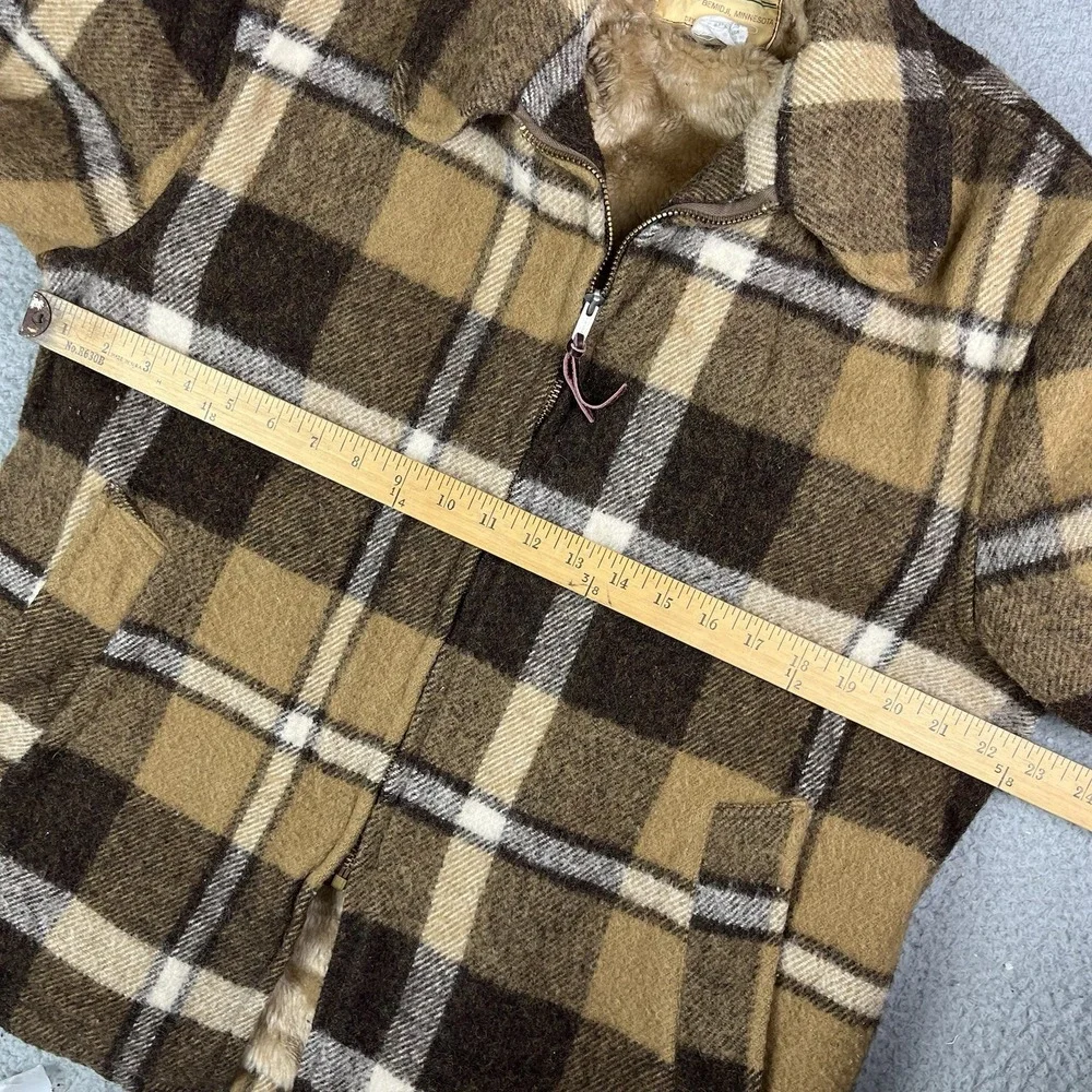 Vintage 60's‎ Bemidji Woolen Mills Wool Buffalo Plaid Mackinaw Jacket Brown 40